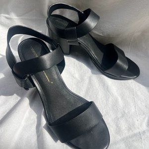 "INTENTIONALLY BLANK."  Black Ankle Strap Sandals EU 38 US 8